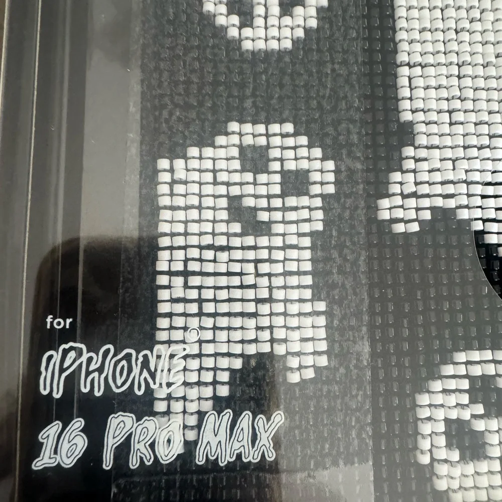 Black& white GHOST”sewn/ beaded “ Protective Case for iPhone 16 Pro Max👻zoom in